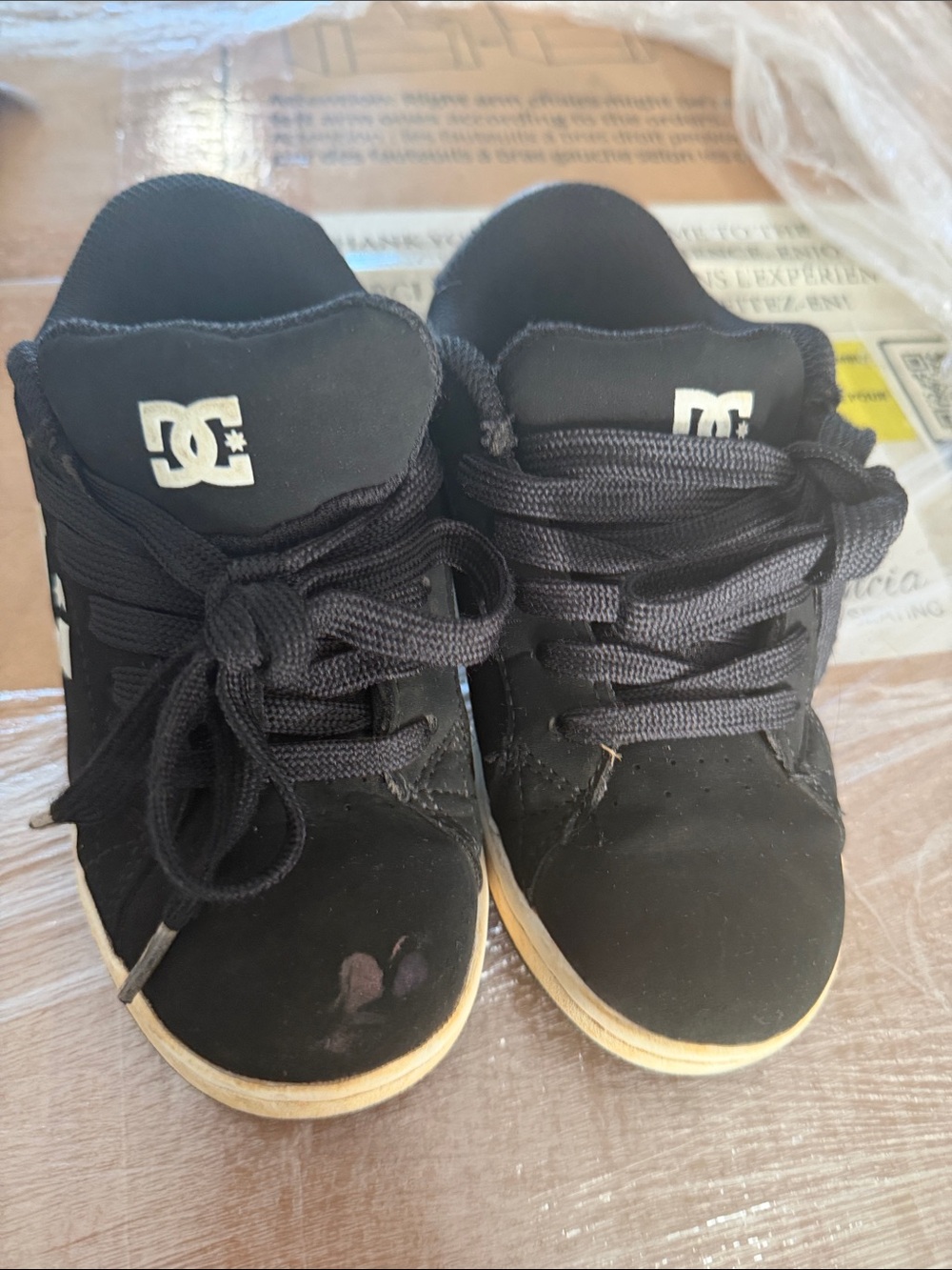 DC Kids Black Skate Sneakers with White Logo